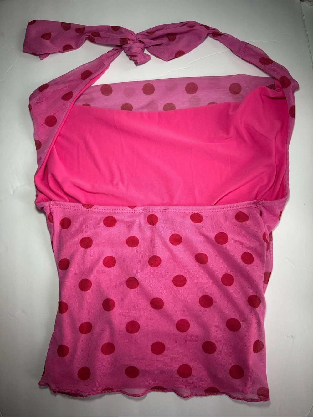 See You Monday Pink Polka Dot 2-Piece Skirt Halter Cowl Top Set - Size S - New
